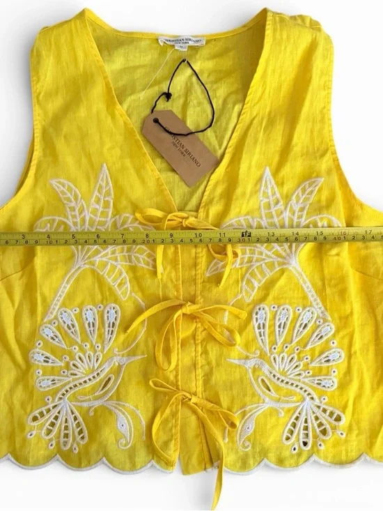 NEW Christian Siriano Yellow Embellished Crop Tank Top SZ MEDIUM - Picture 4 of 7